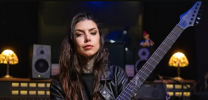 Crypta: Tainá Bergamaschi exibe a beleza de sua nova guitarra Solar V1.6TAINA